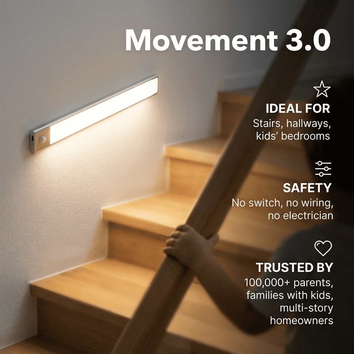 Movement 3.0™ | Wireless LED light for stairs and hallways